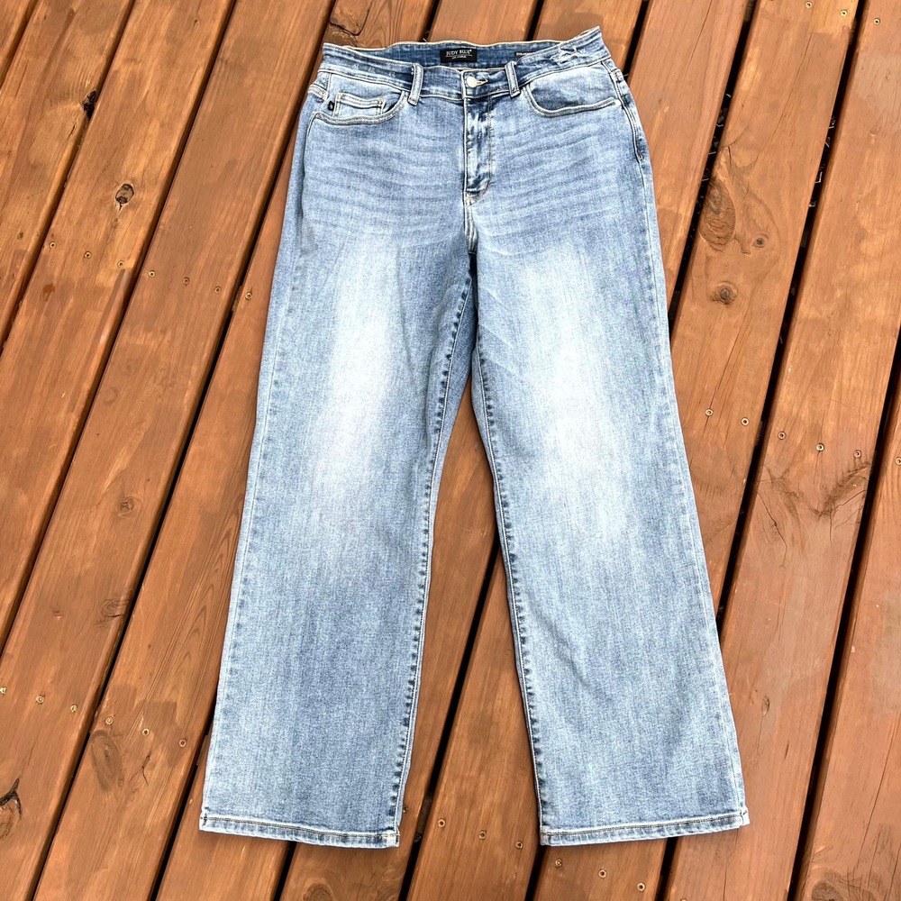 Judy Blue Jeans Straight Fit Blue Light Wash Denim Stretch Womens Plus 14W